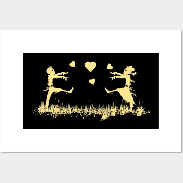 Zombies in Love Yellow Wall Art by ArtingBadass